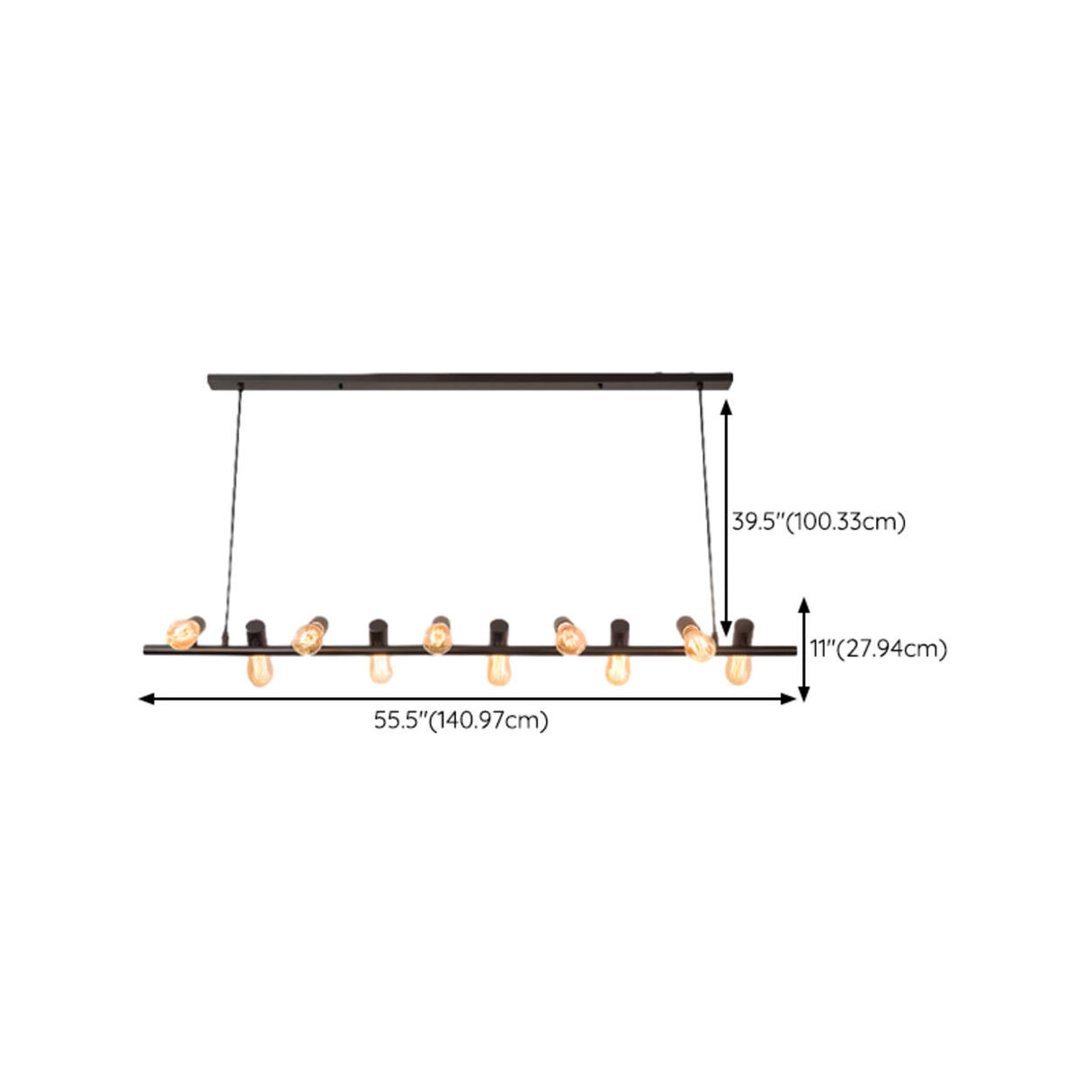 Industrial 10-Light Linear Island Chandelier Light Image - 13