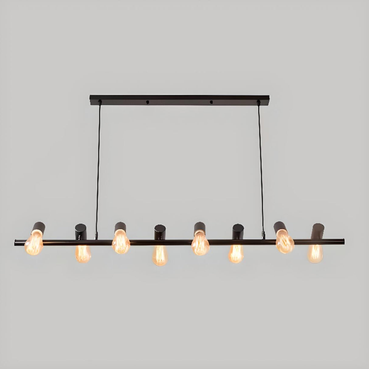 Industrial 10-Light Linear Island Chandelier Light Image - 6