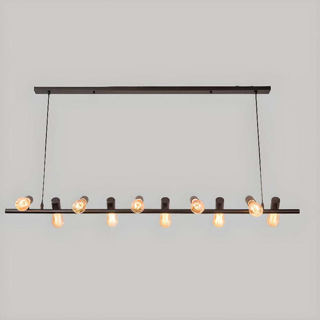 Industrial 10-Light Linear Island Chandelier Light Image - 7