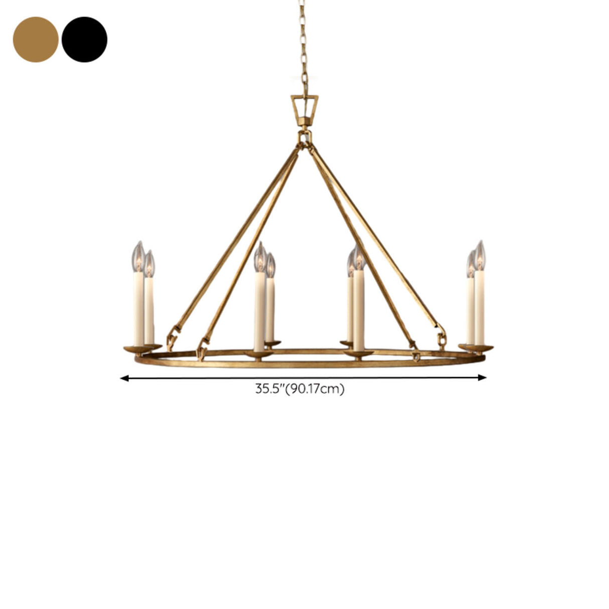 Industrial 2 Tiers Metal Round Candel Chandelier