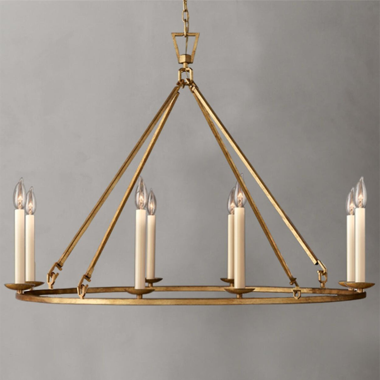 Industrial 2 Tiers Metal Round Candel Chandelier Image - 9