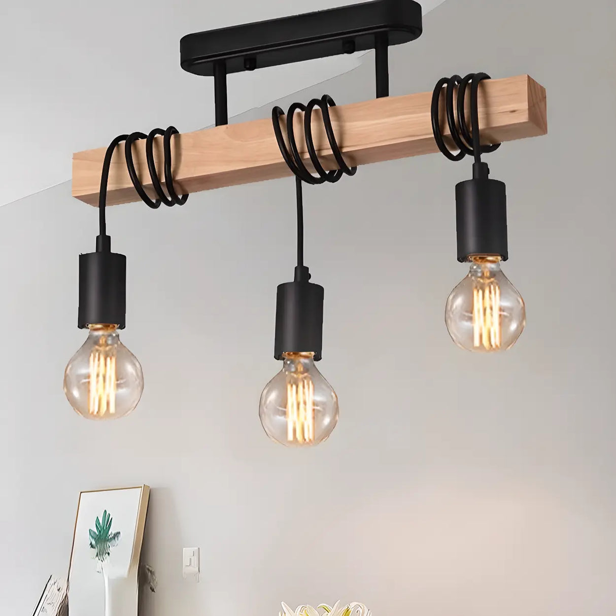 Industrial 3-Light Geometric Cage Island Pendant Light Image - 4