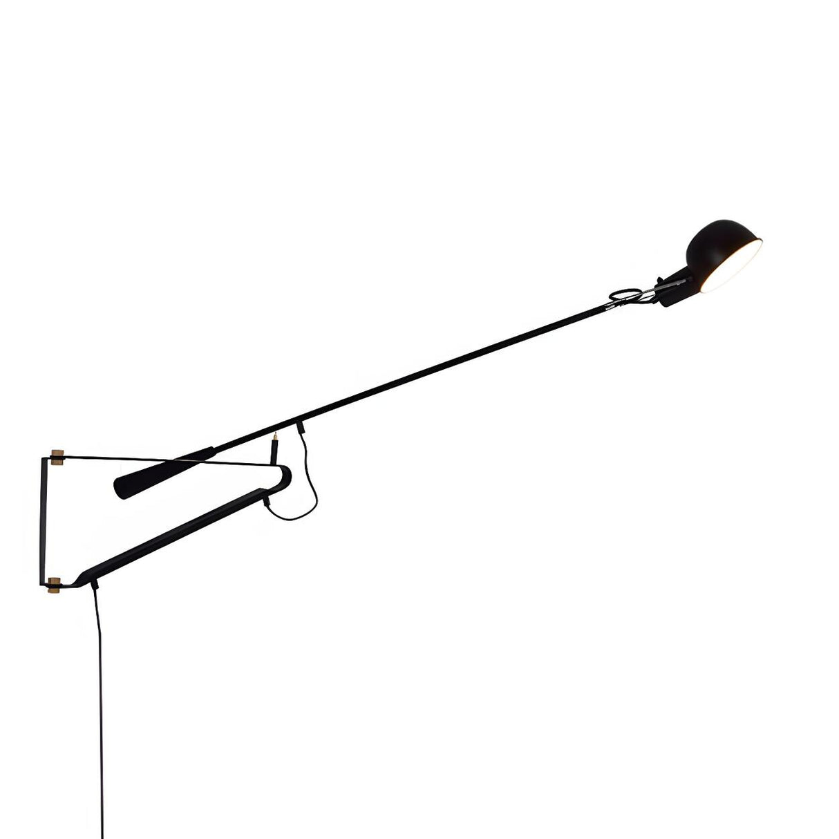 Industrial Adjustable Black Dome Swing Arm Wall Sconce Image - 9