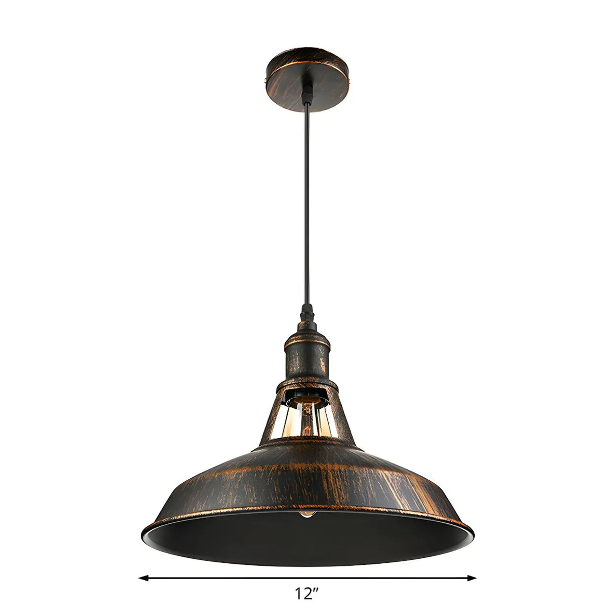 Industrial Aged Silver Rust Metal Barn Pendant Light Image - 11