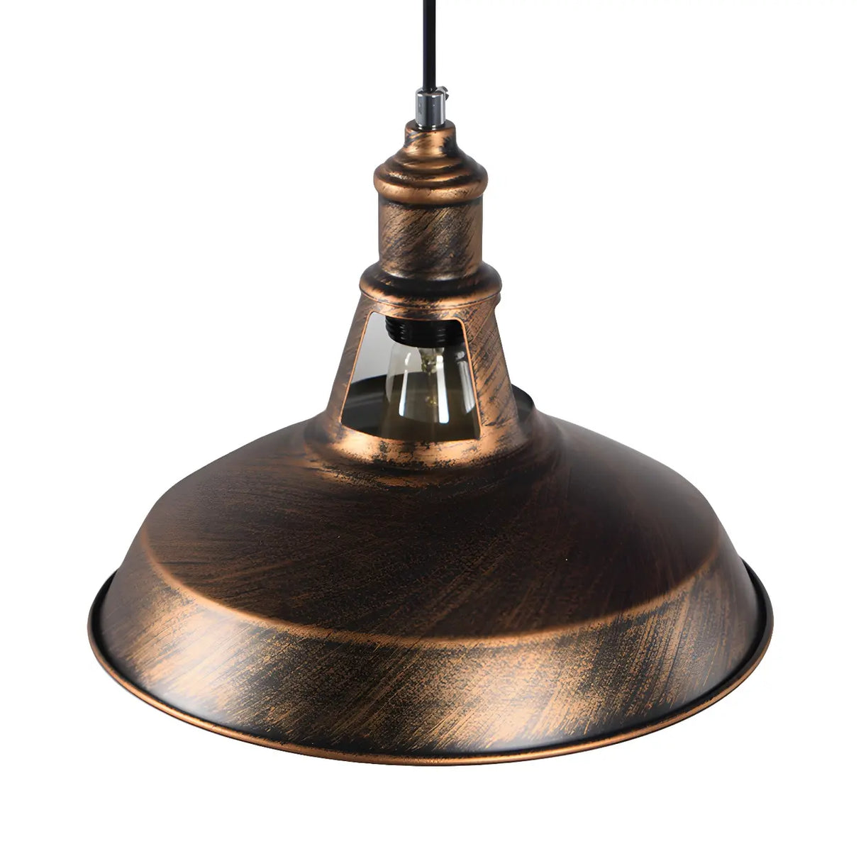 Industrial Aged Silver Rust Metal Barn Pendant Light Image - 4