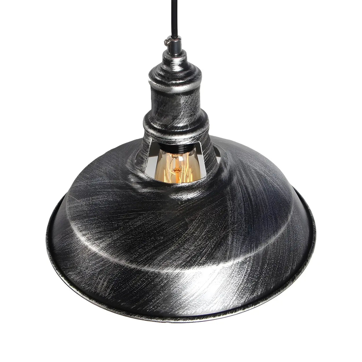 Industrial Aged Silver Rust Metal Barn Pendant Light Image - 8