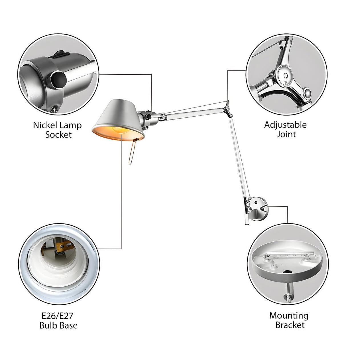 Industrial Black Adjustable Cone Swing Arm Wall Sconce Image - 9