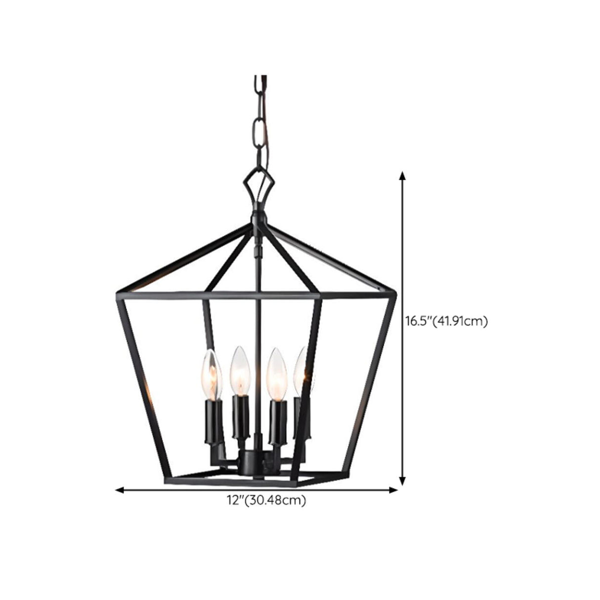 Industrial Black Iron Geometric Lantern Chandelier