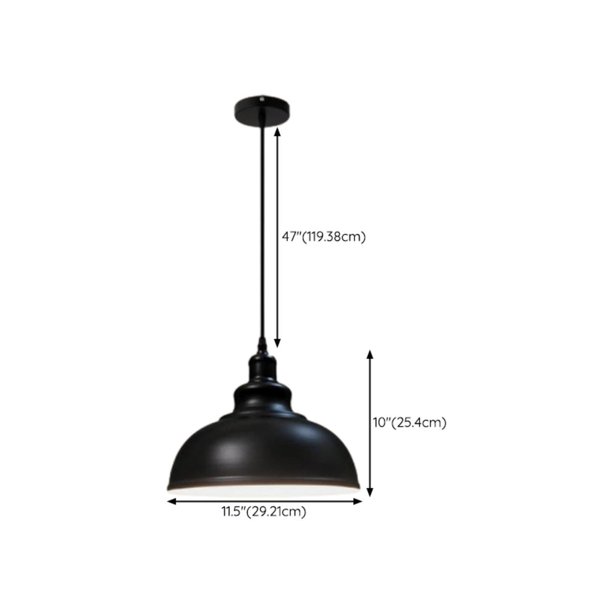 Industrial Black Metal Flat Dome Pendant Light Set Image - 13