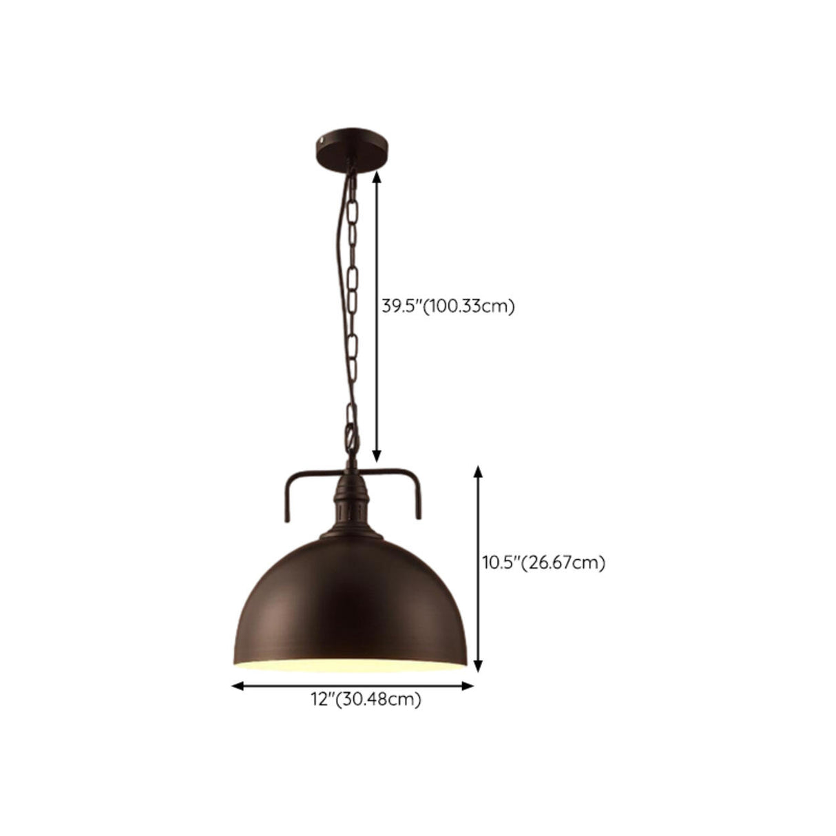 Industrial Black Metal Flat Dome Pendant Light Set Image - 14