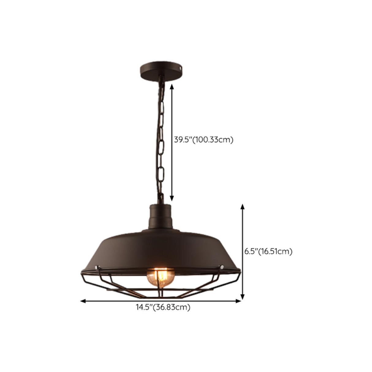 Industrial Black Metal Flat Dome Pendant Light Set Image - 16