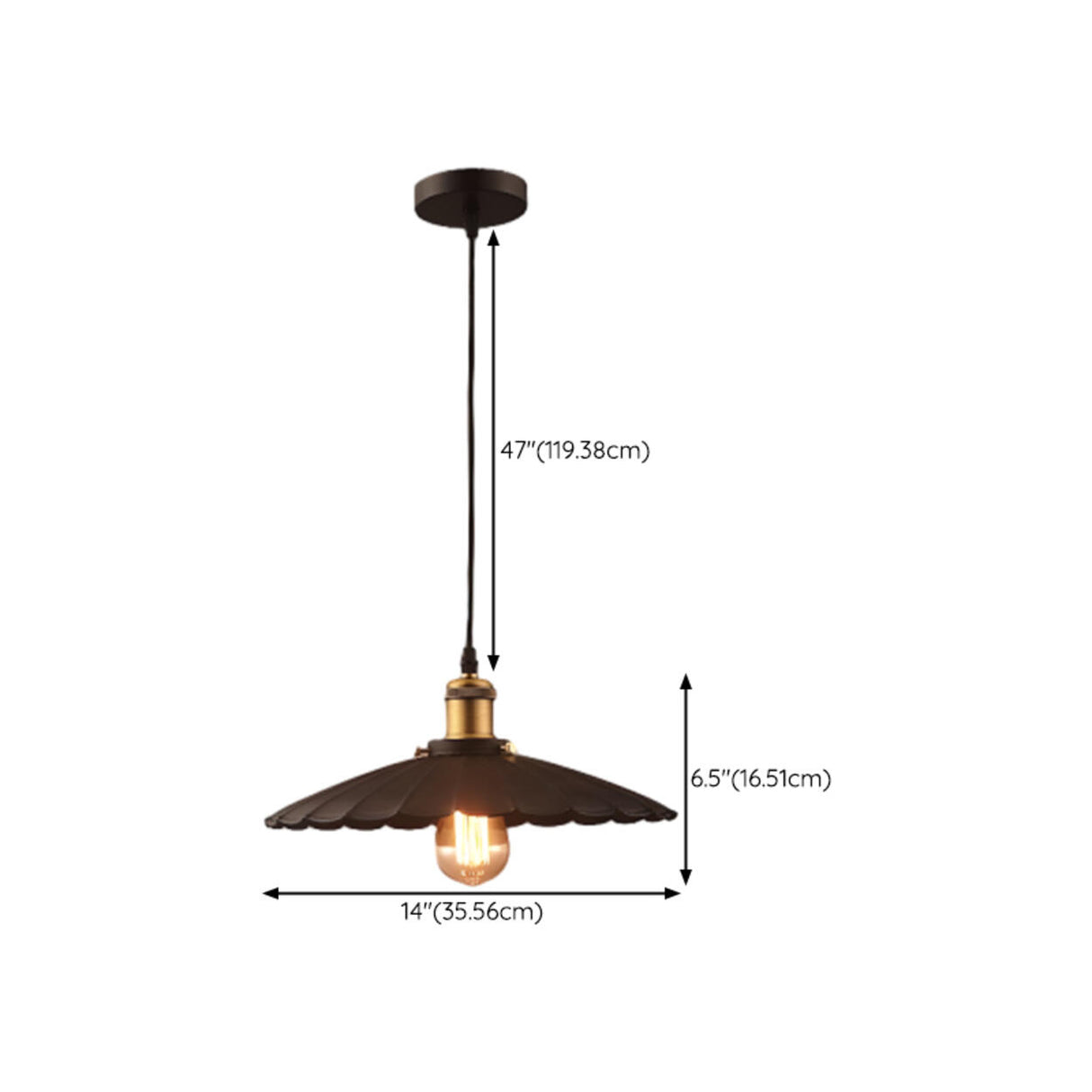 Industrial Black Metal Flat Dome Pendant Light Set Image - 17