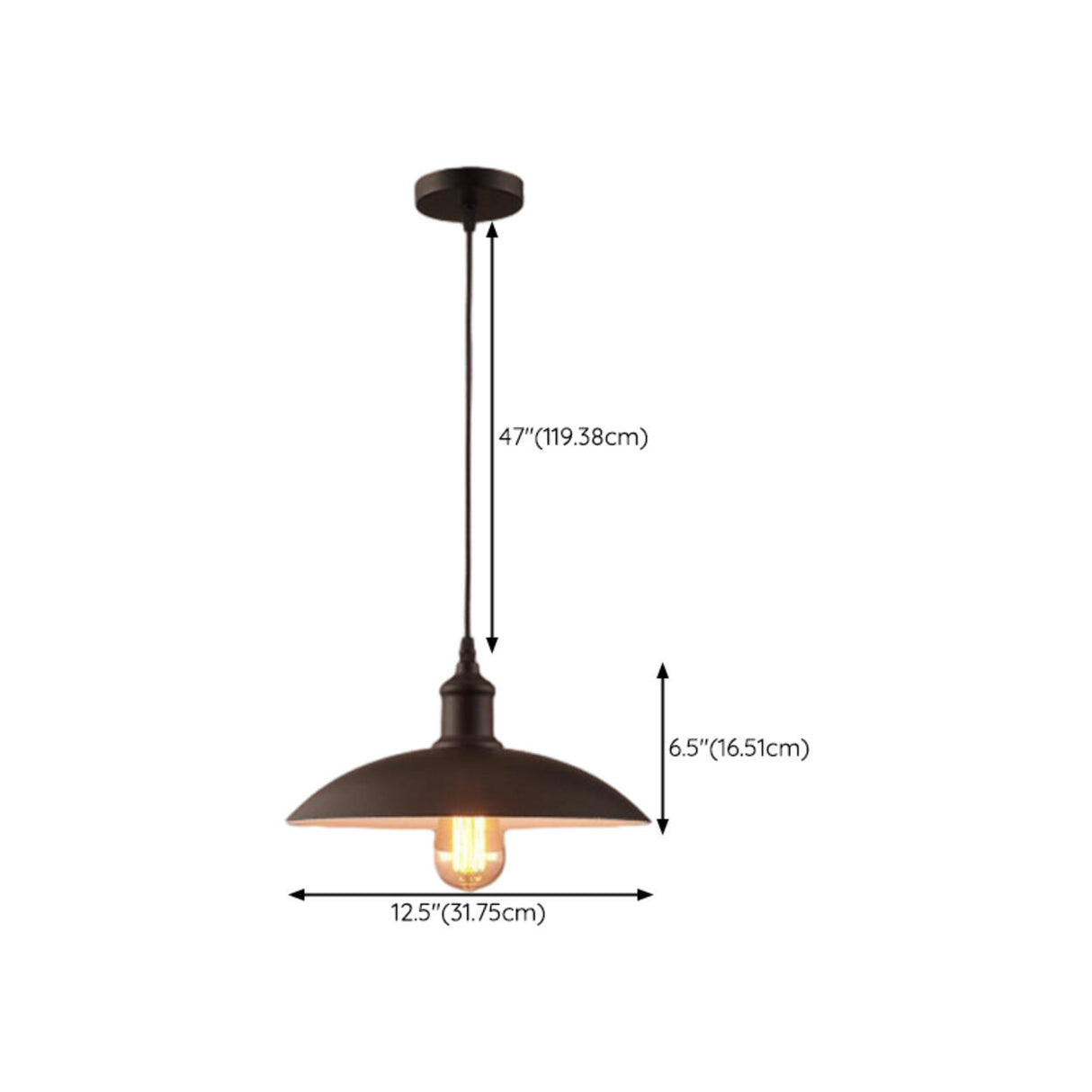 Industrial Black Metal Flat Dome Pendant Light Set Image - 18