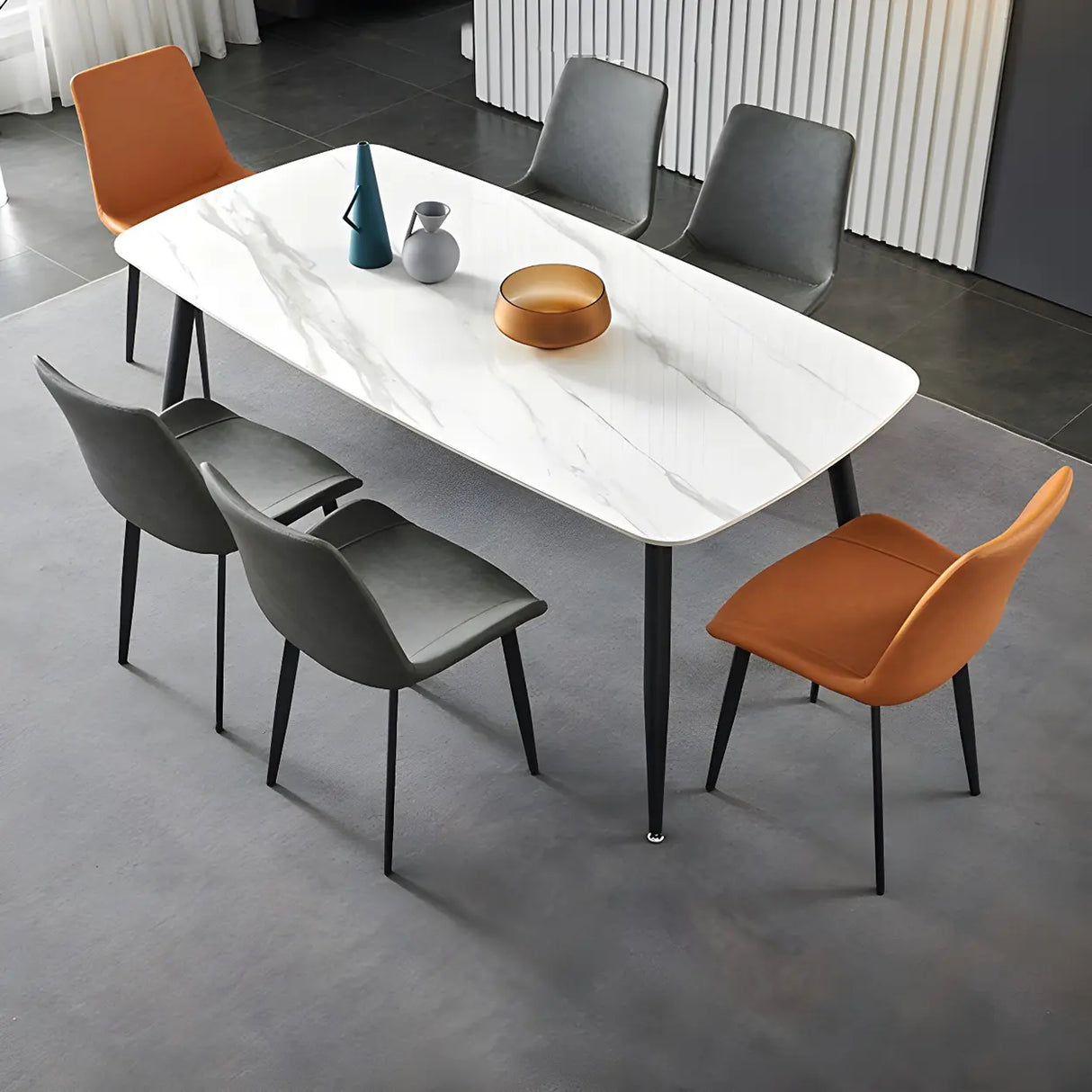 Industrial Black Metal Leg Leather Dining Arm Chair Image - 14