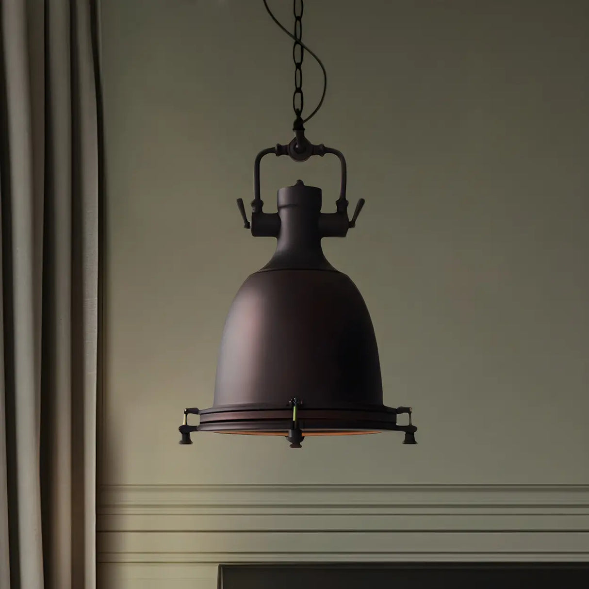 Industrial Black Metal Pot Shape Hanging Pendant Light Image - 5