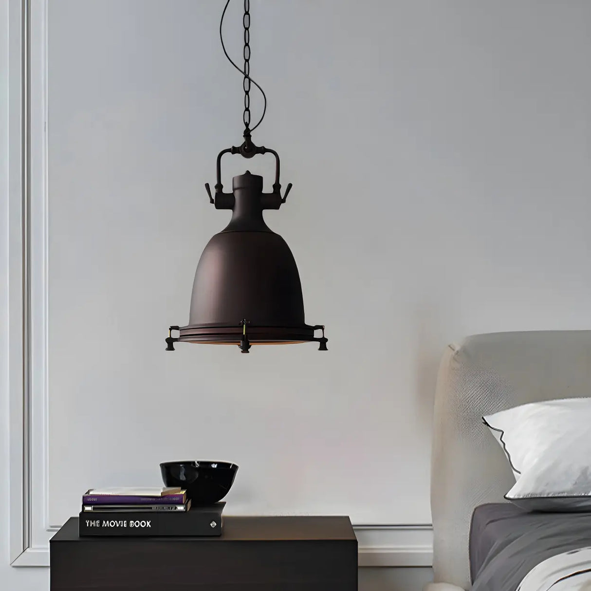 Industrial Black Metal Pot Shape Hanging Pendant Light Image - 7