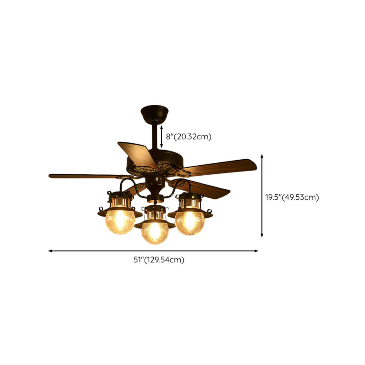Industrial Brown Wood 5 Blades Ceiling Fan with Light Image - 11