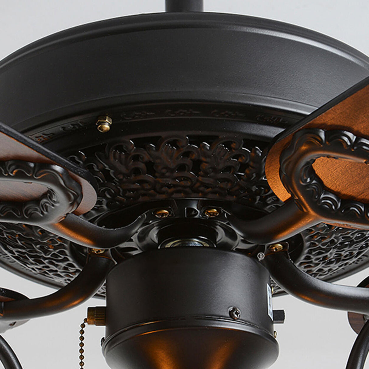 Industrial Brown Wood 5 Blades Ceiling Fan with Light Image - 8