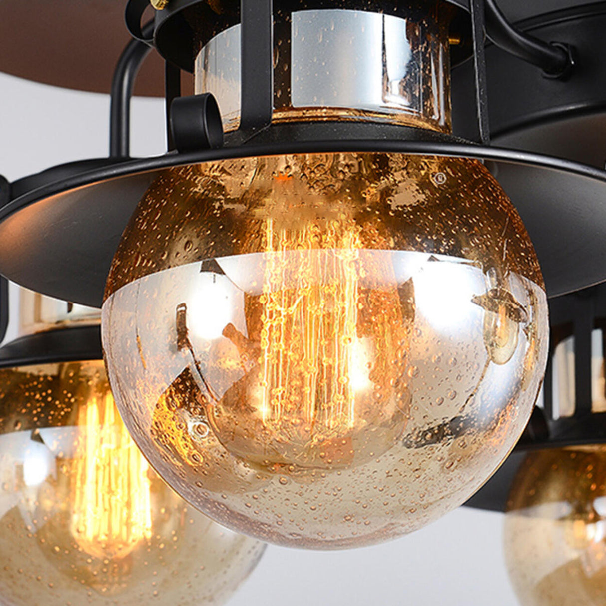 Industrial Brown Wood 5 Blades Ceiling Fan with Light Image - 9