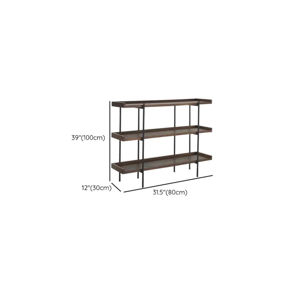 Industrial Brown Wood and Metal Vertical Tiered Bookshelf Image - 13