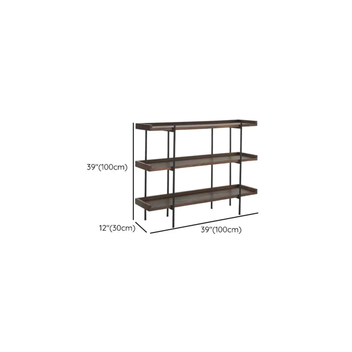 Industrial Brown Wood and Metal Vertical Tiered Bookshelf