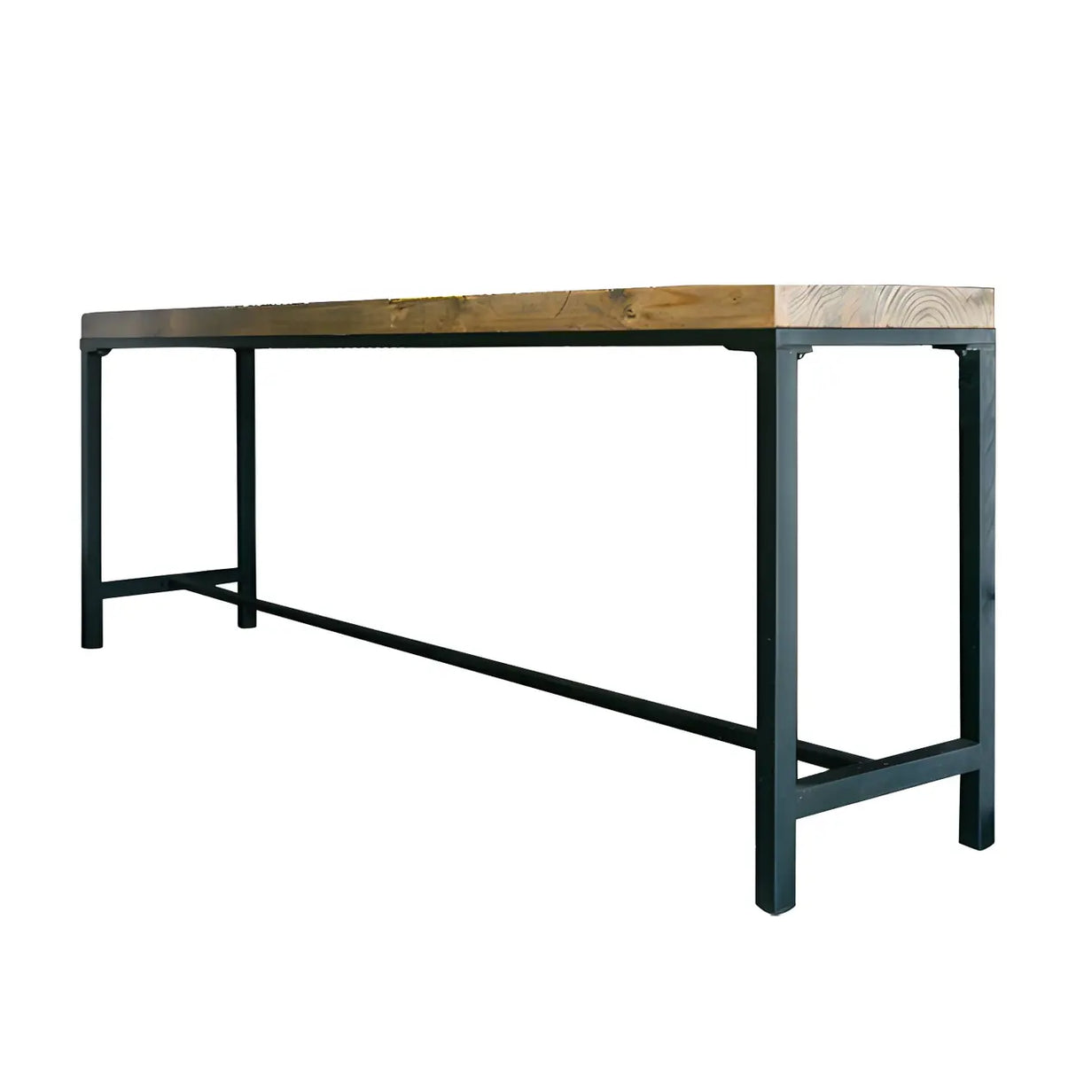 Industrial Wood Bar Table Set Gold Wire Back Cushion Stool Image - 5