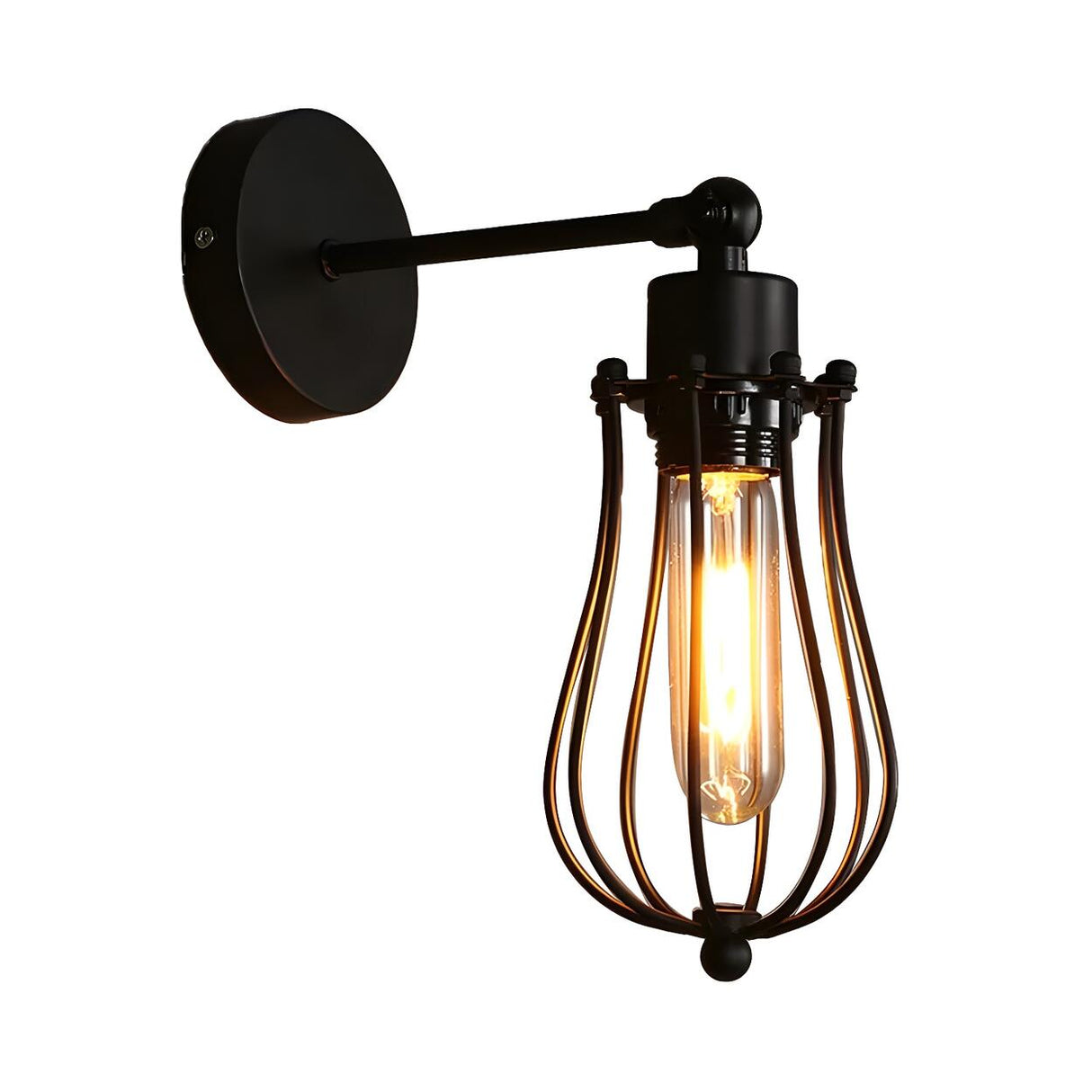 Industrial Cage Black Wall Sconce Lights Image - 3