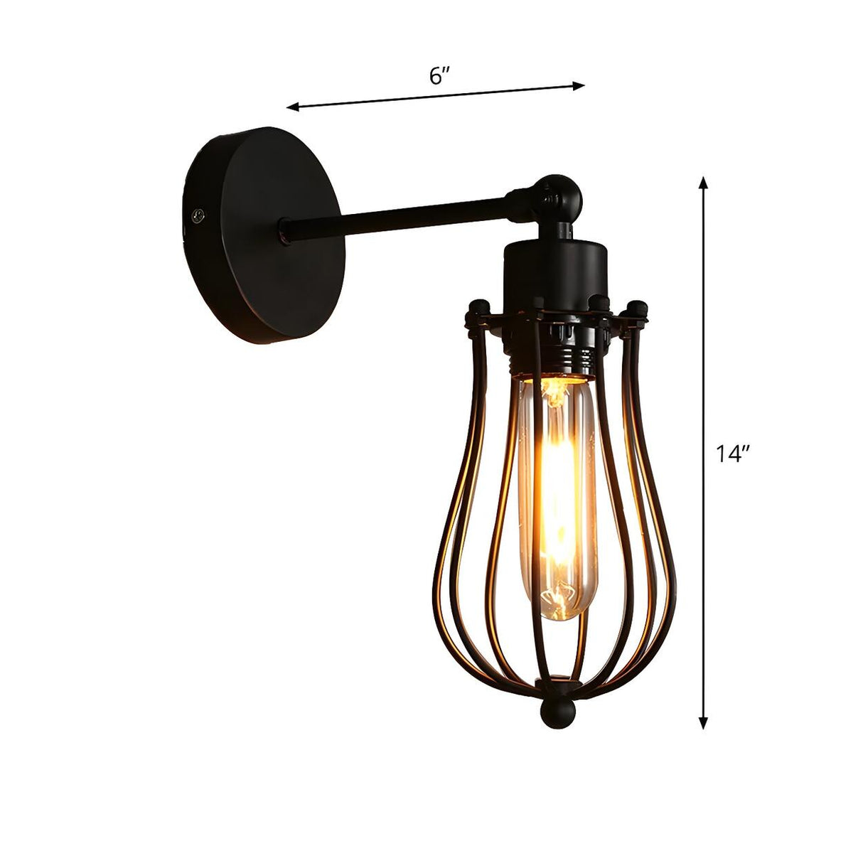 Industrial Cage Black Wall Sconce Lights Image - 4