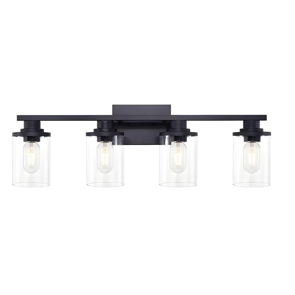 Industrial Clear Glass 3-Light Matte Black Vanity Light Image - 6