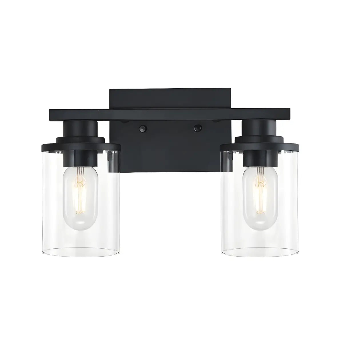 Industrial Clear Glass 3-Light Matte Black Vanity Light Image - 8