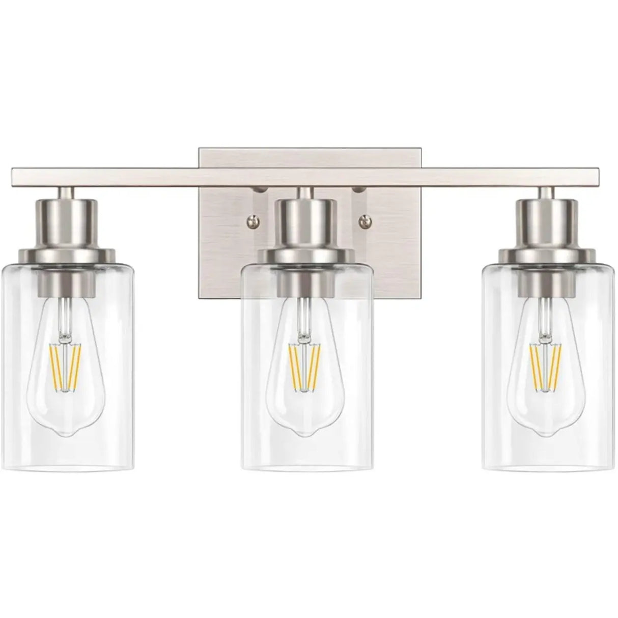 Industrial Clear Glass Black Cylinder Vanity Light Image - 11