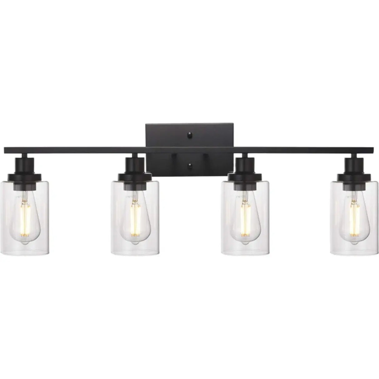 Industrial Clear Glass Black Cylinder Vanity Light Image - 14