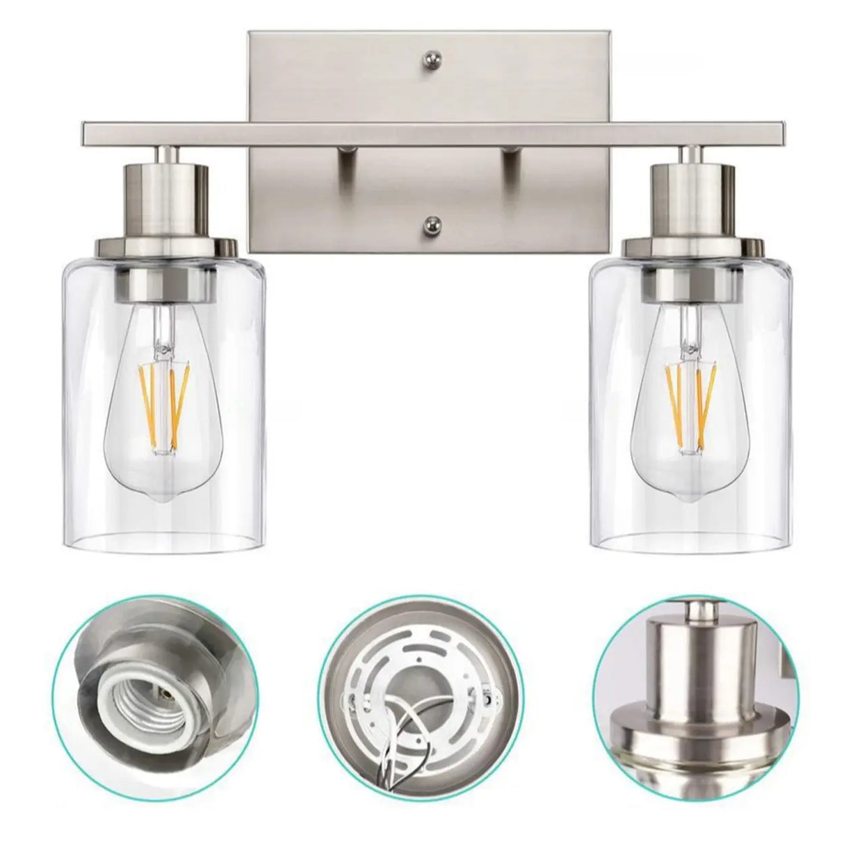 Industrial Clear Glass Black Cylinder Vanity Light Image - 22