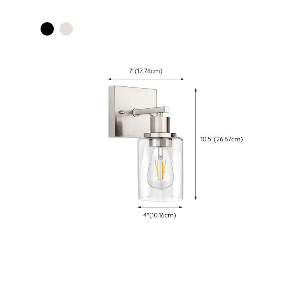 Industrial Clear Glass Black Cylinder Vanity Light