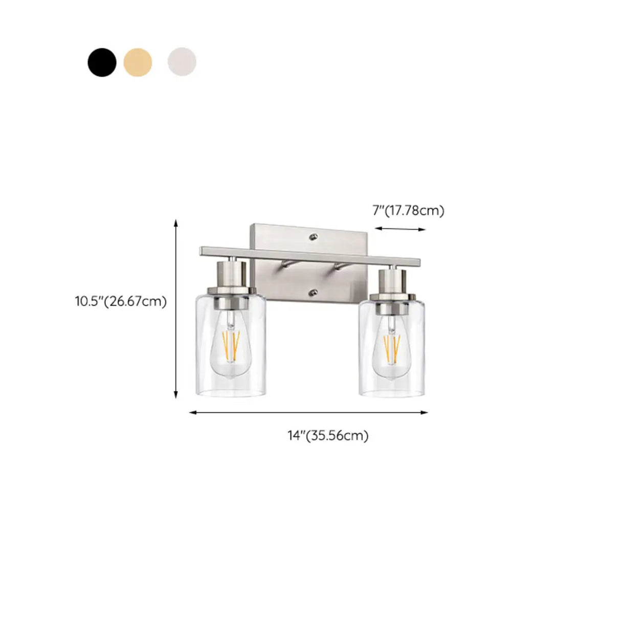 Industrial Clear Glass Black Cylinder Vanity Light Image - 24