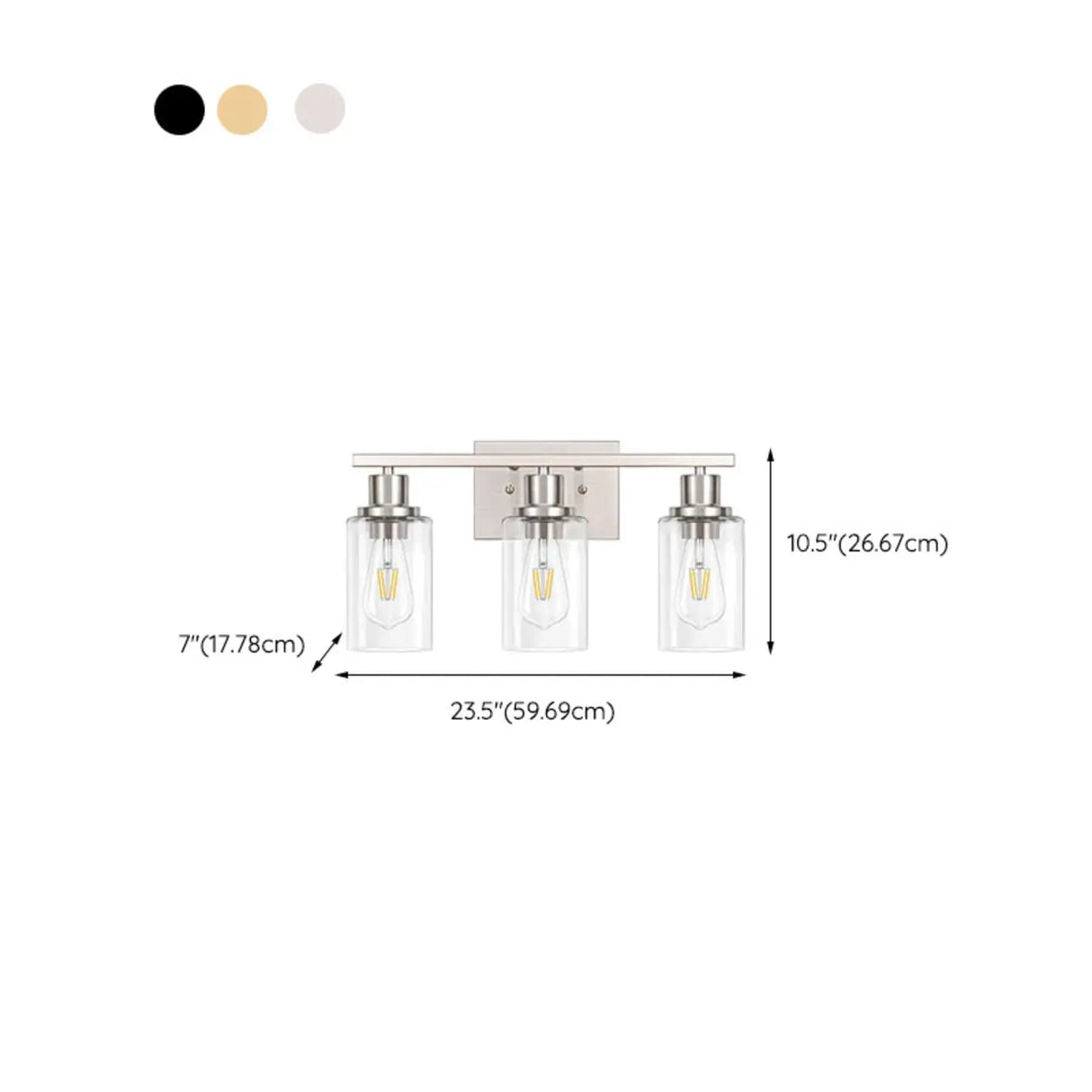 Industrial Clear Glass Black Cylinder Vanity Light Image - 25