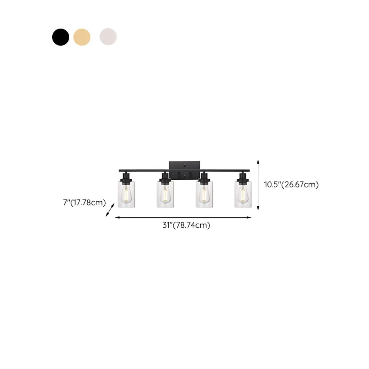 Industrial Clear Glass Black Cylinder Vanity Light Image - 26