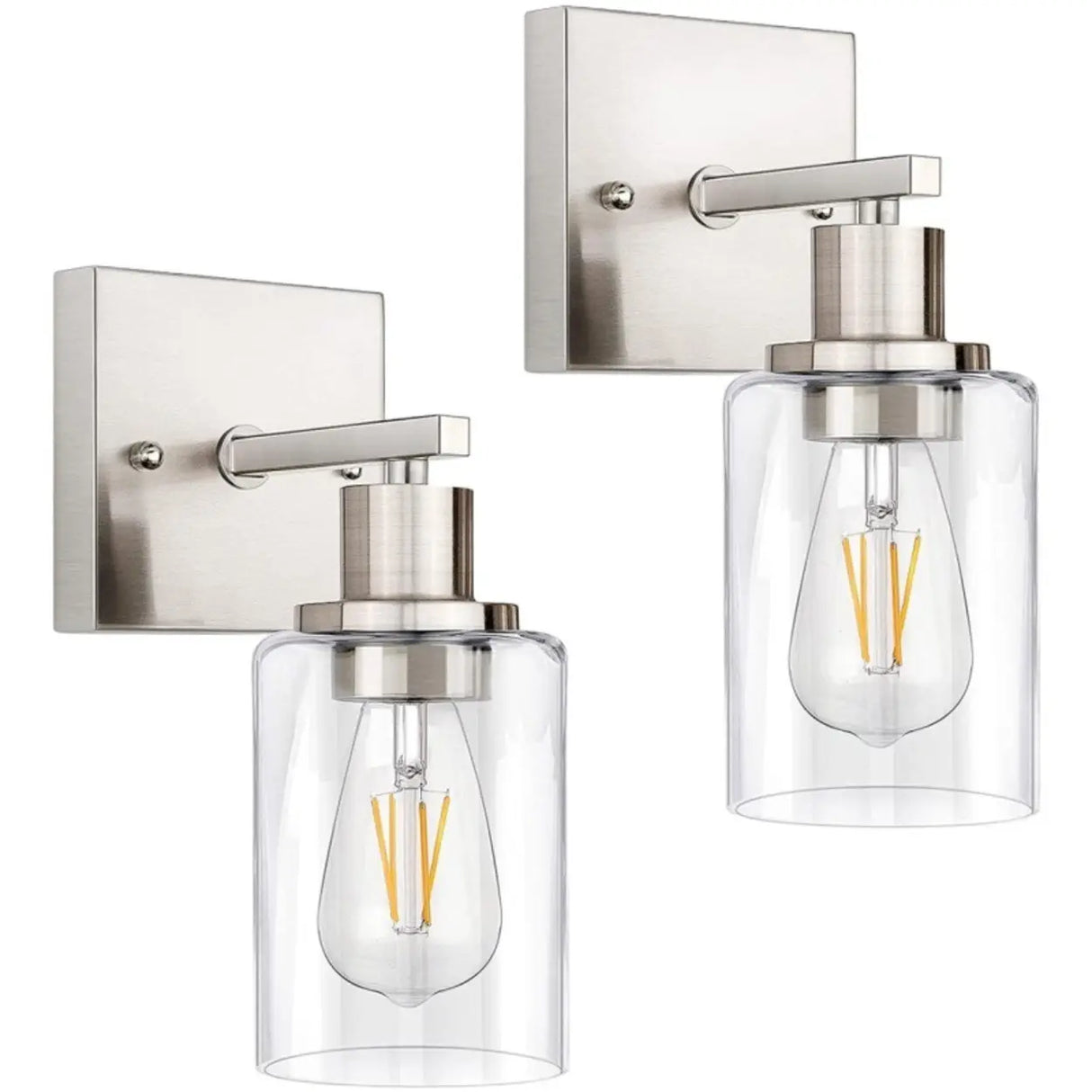 Industrial Clear Glass Black Cylinder Vanity Light Image - 5