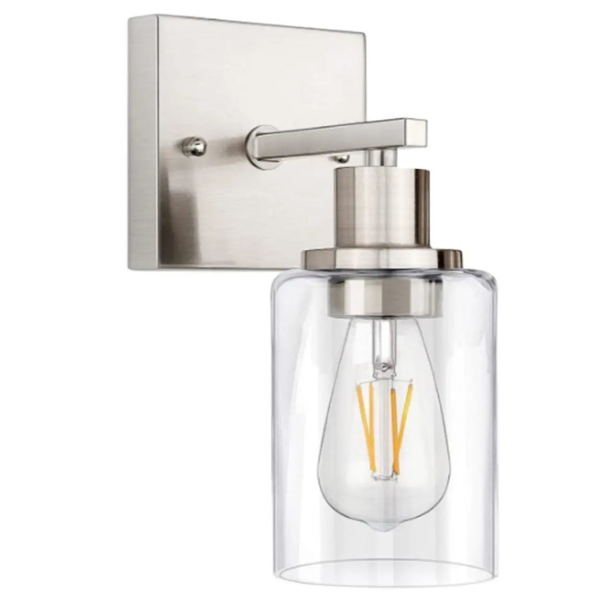 Industrial Clear Glass Black Cylinder Vanity Light Image - 6