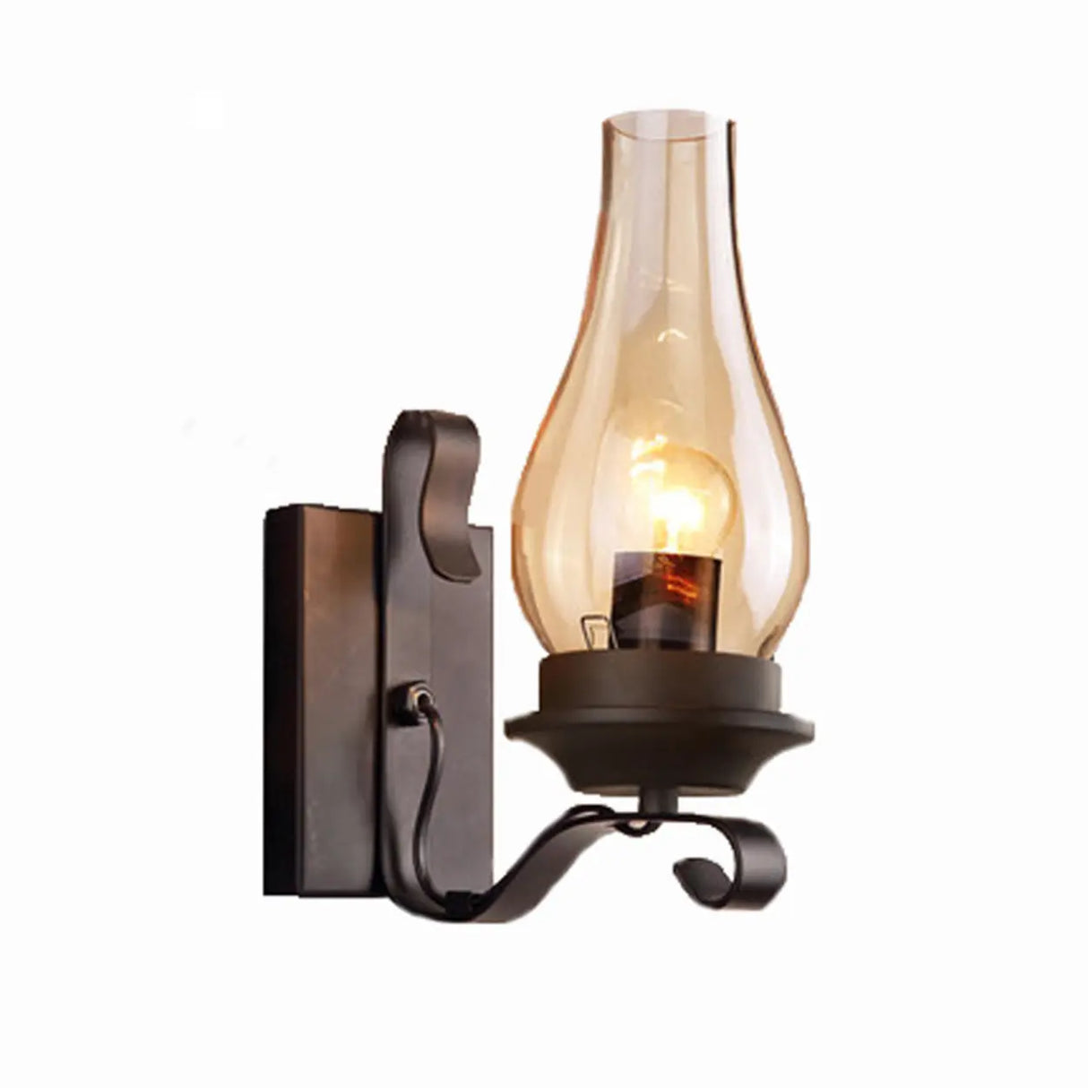 Industrial Clear Glass Black Geometric Wall Sconce Image - 5