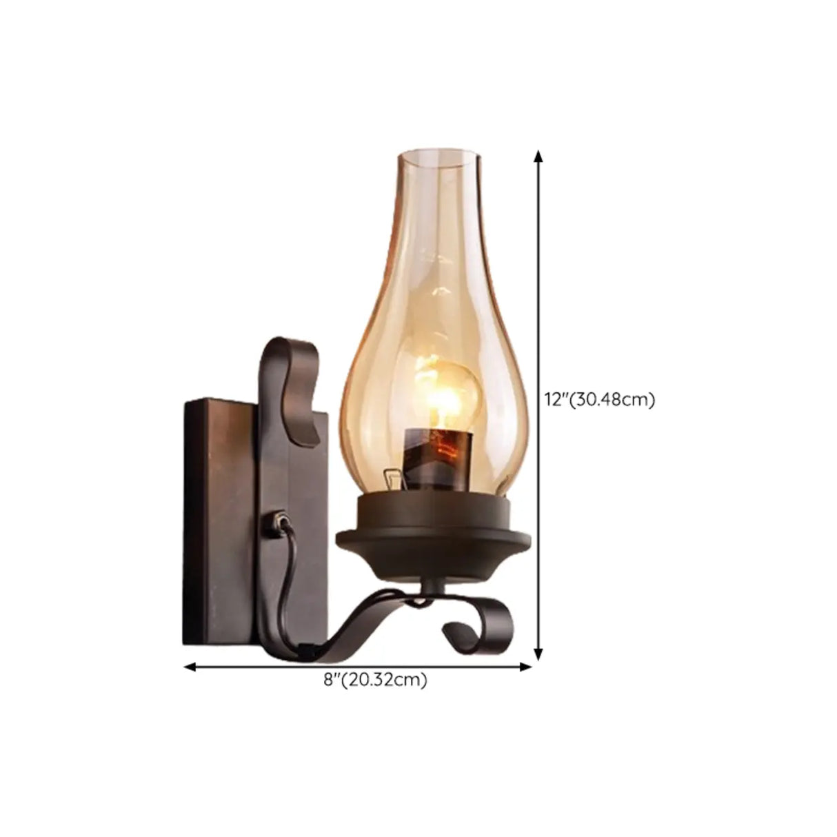 Industrial Clear Glass Black Geometric Wall Sconce