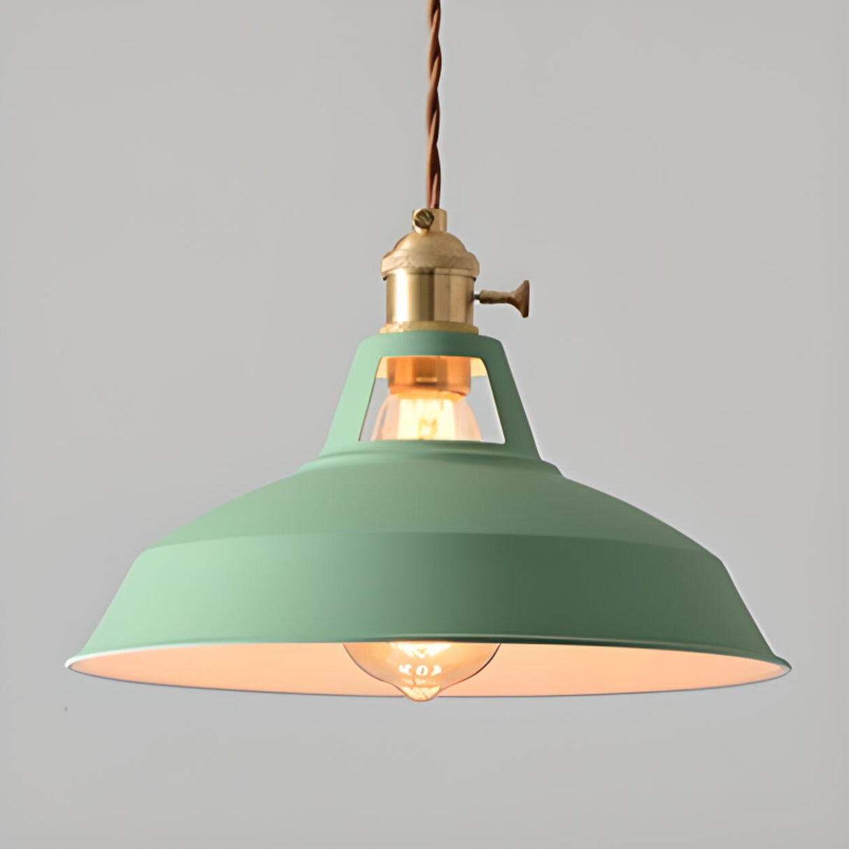 Industrial Colorful Round Iron Dome Pendant Light Image - 18