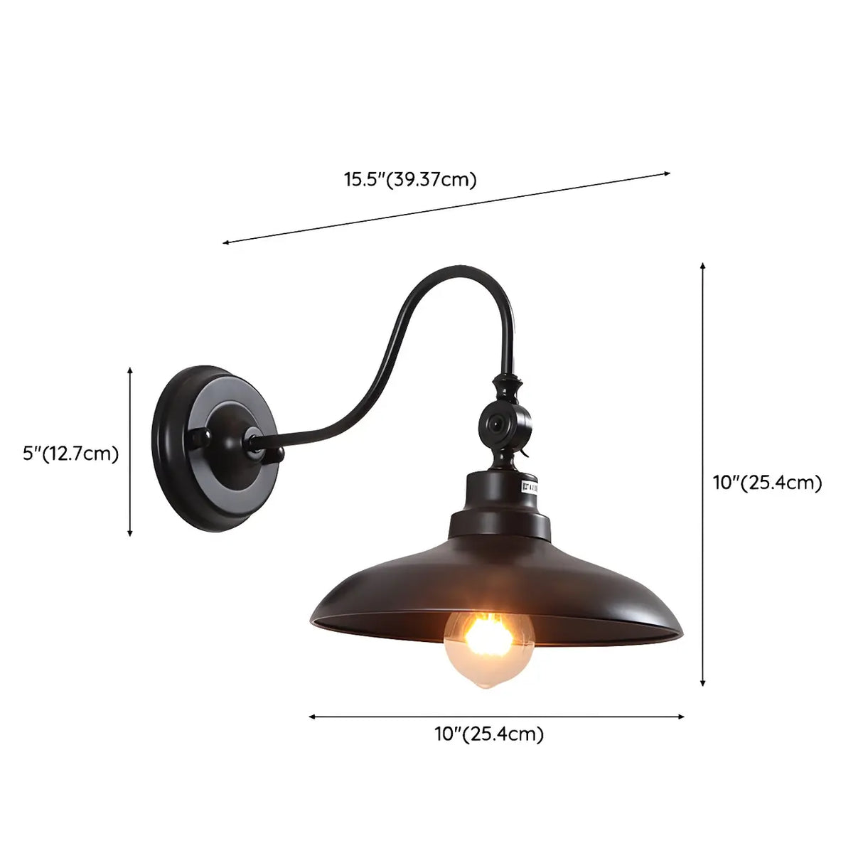 Industrial Cone Iron Outdoor Black Mini Wall Sconce