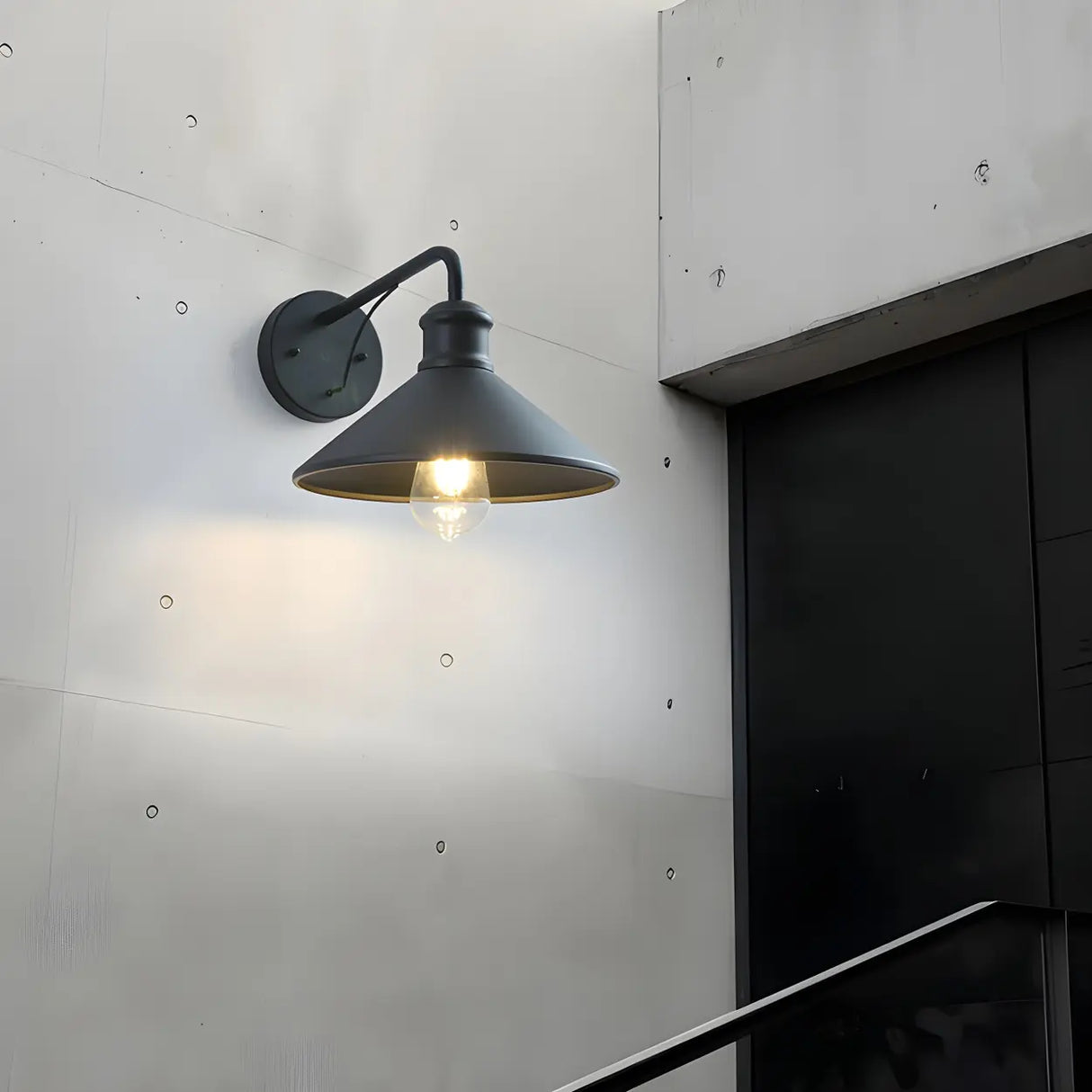 Industrial Cone Metal Black Mini Exterior Wall Light Image - 11