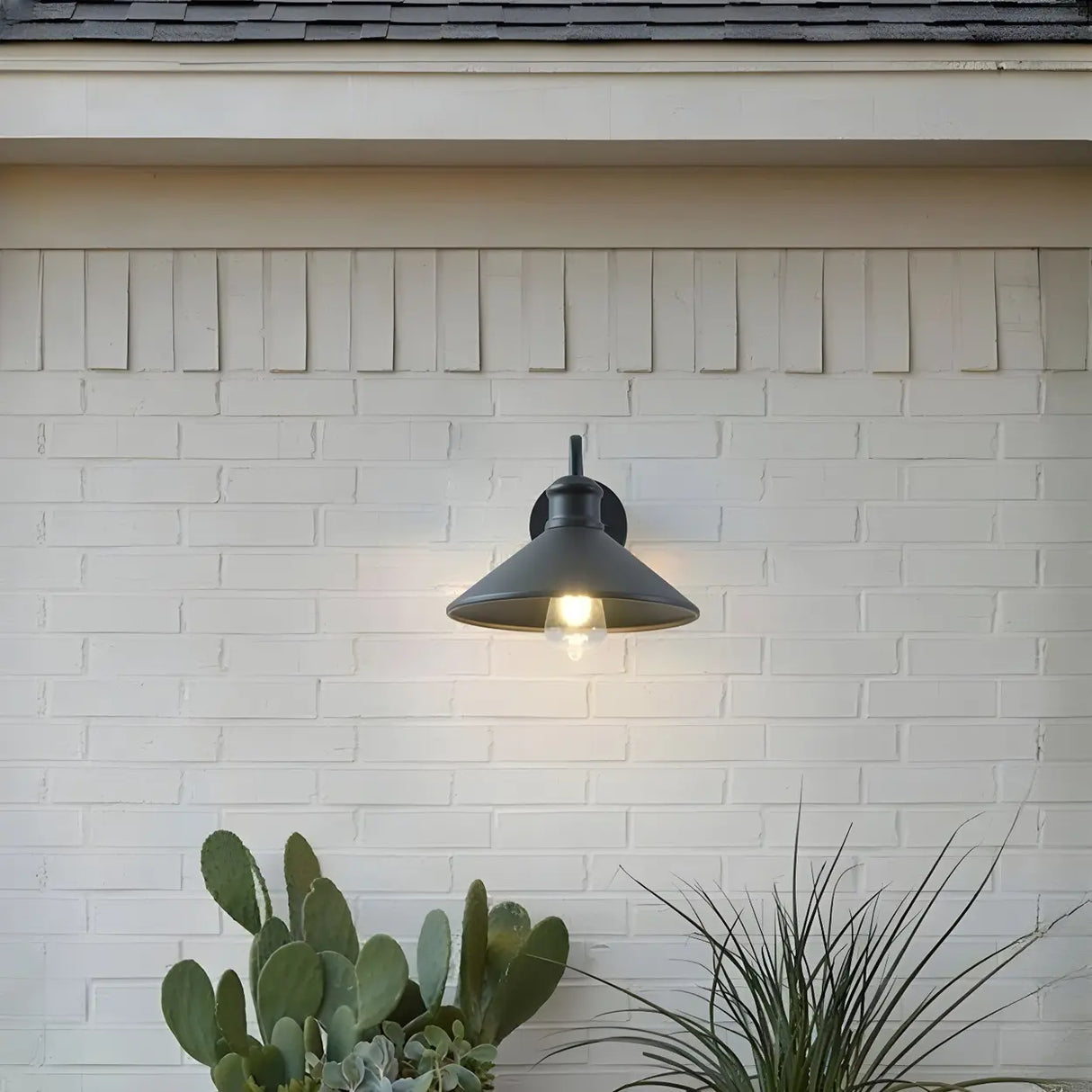 Industrial Cone Metal Black Mini Exterior Wall Light Image - 12