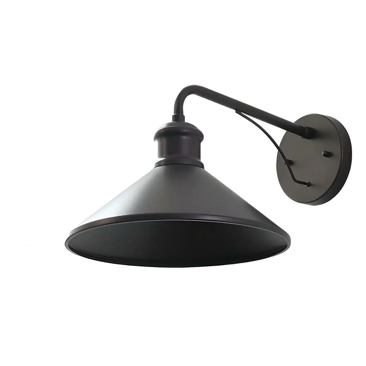 Industrial Cone Metal Black Mini Exterior Wall Light Image - 3