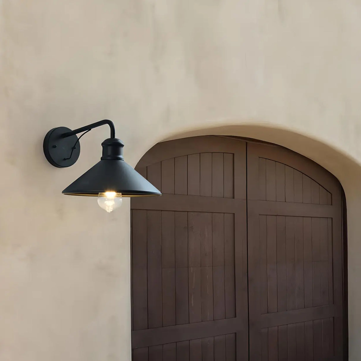 Industrial Cone Metal Black Mini Exterior Wall Light Image - 5