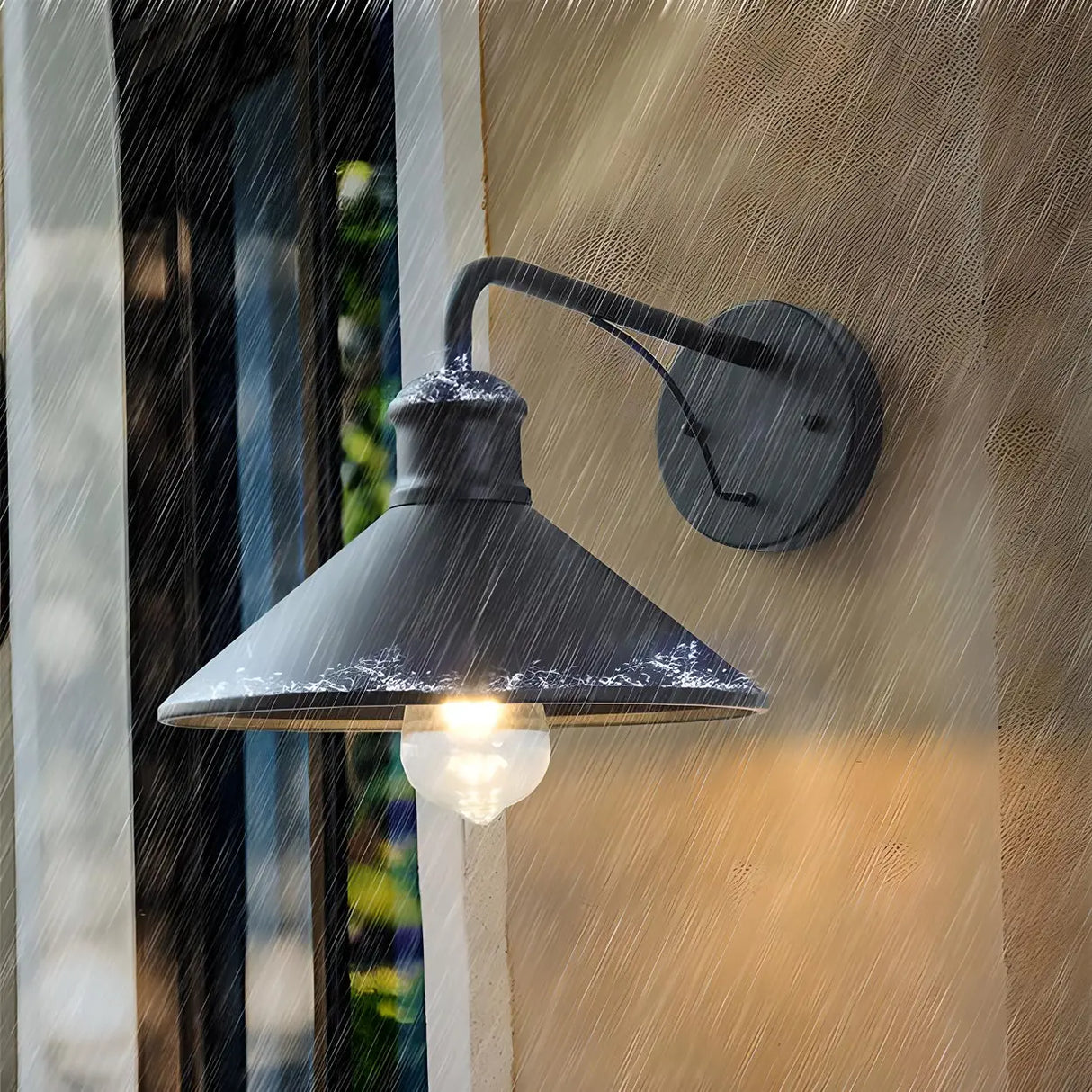 Industrial Cone Metal Black Mini Exterior Wall Light Image - 6