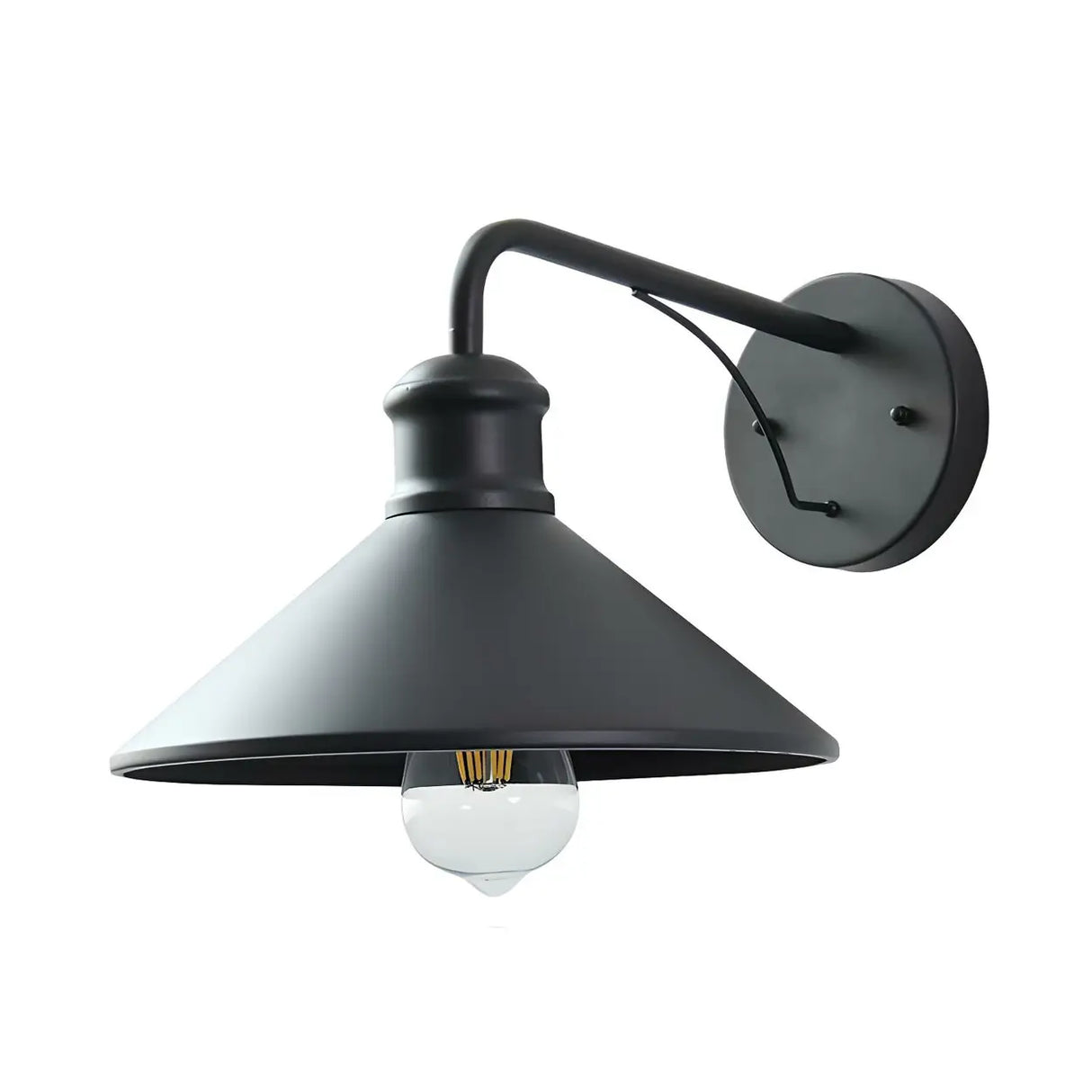 Industrial Cone Metal Black Mini Exterior Wall Light Image - 7