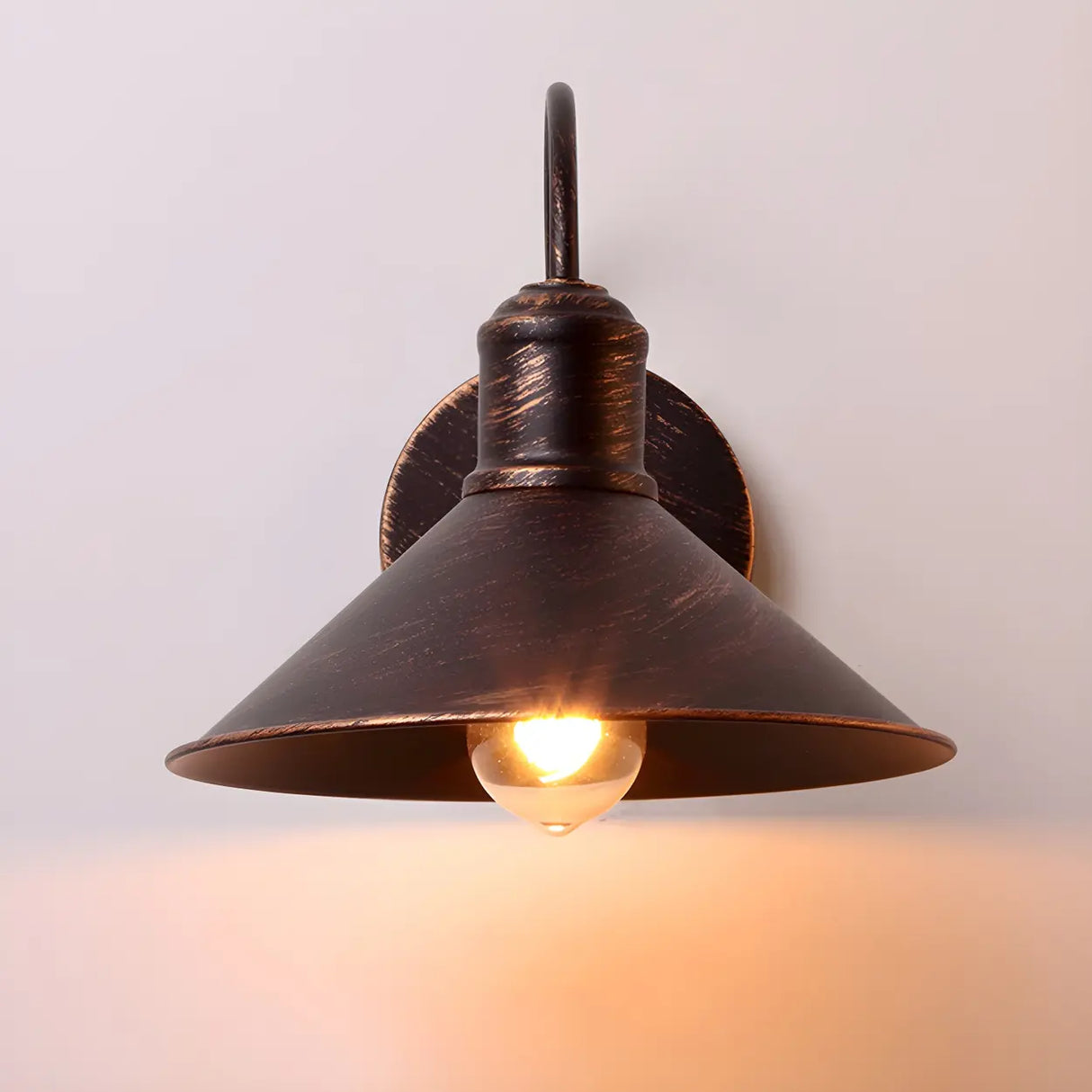 Industrial Cone Metal Outdoor Black Mini Wall Light Image - 10